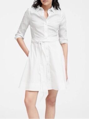 Banana Republic White Shirt Dress with Self-Tie Waist